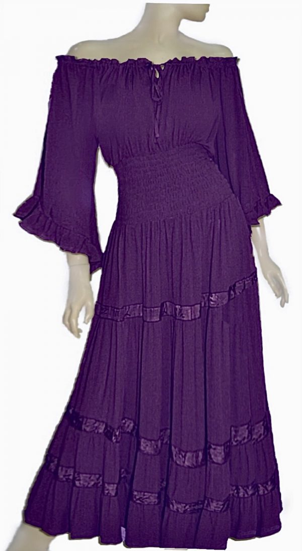  Women Renaissance Dress Short Sleeve Long Dress 2024 Summer  Boho Dress with Pockets Deep Purple S : Clothing, Shoes & Jewelry