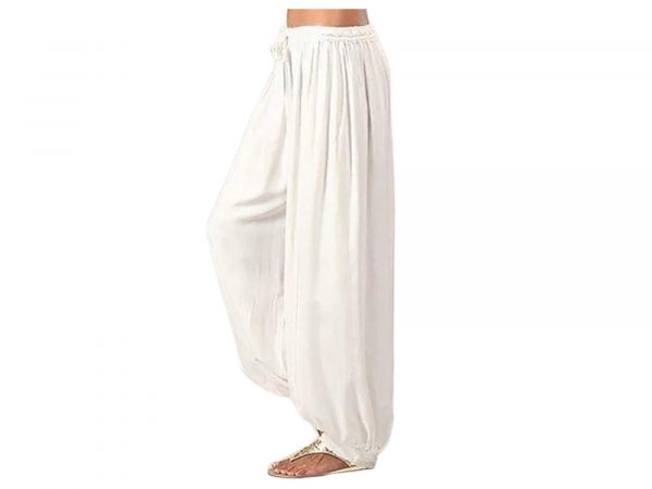 Comfy Stretch Harem Pants in White at Bellydance.com