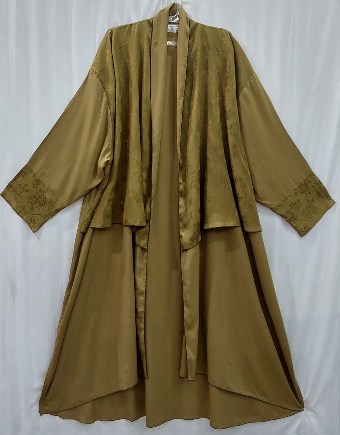 Boho Maxi Dress, Duster Jacket, 2 piece Set, Jacquard Trim, Elastic,  Smocked Bodice, Ruffled Hemline F412 - LotusTraders
