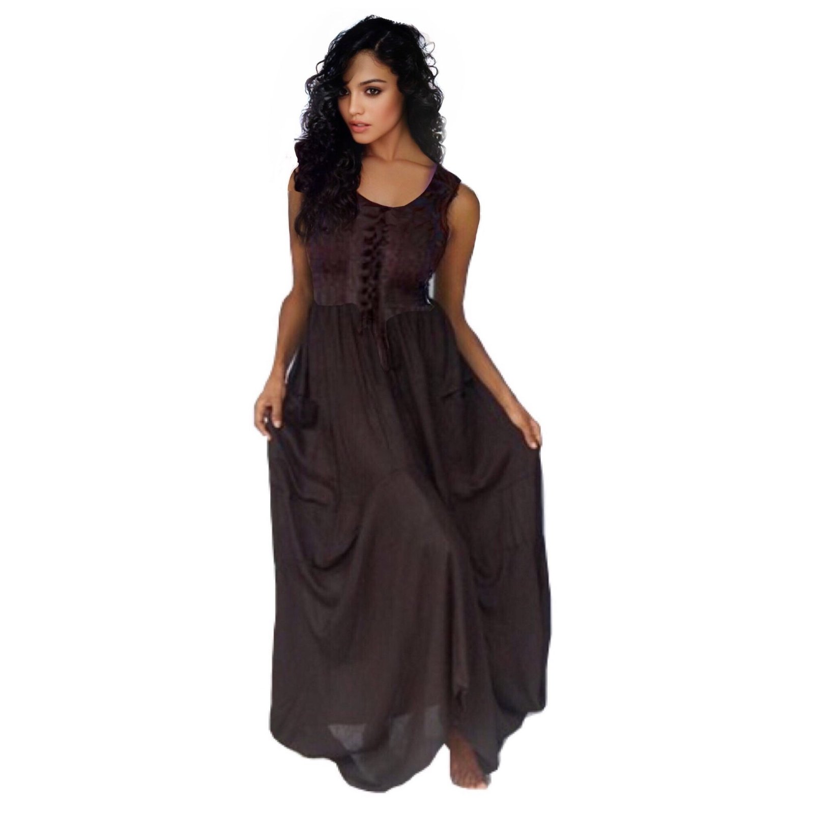 Womens Bohemian Maxi Dress Classic Sleeveless Flat Rayon Lotustraders T6530 Made To Order 8113