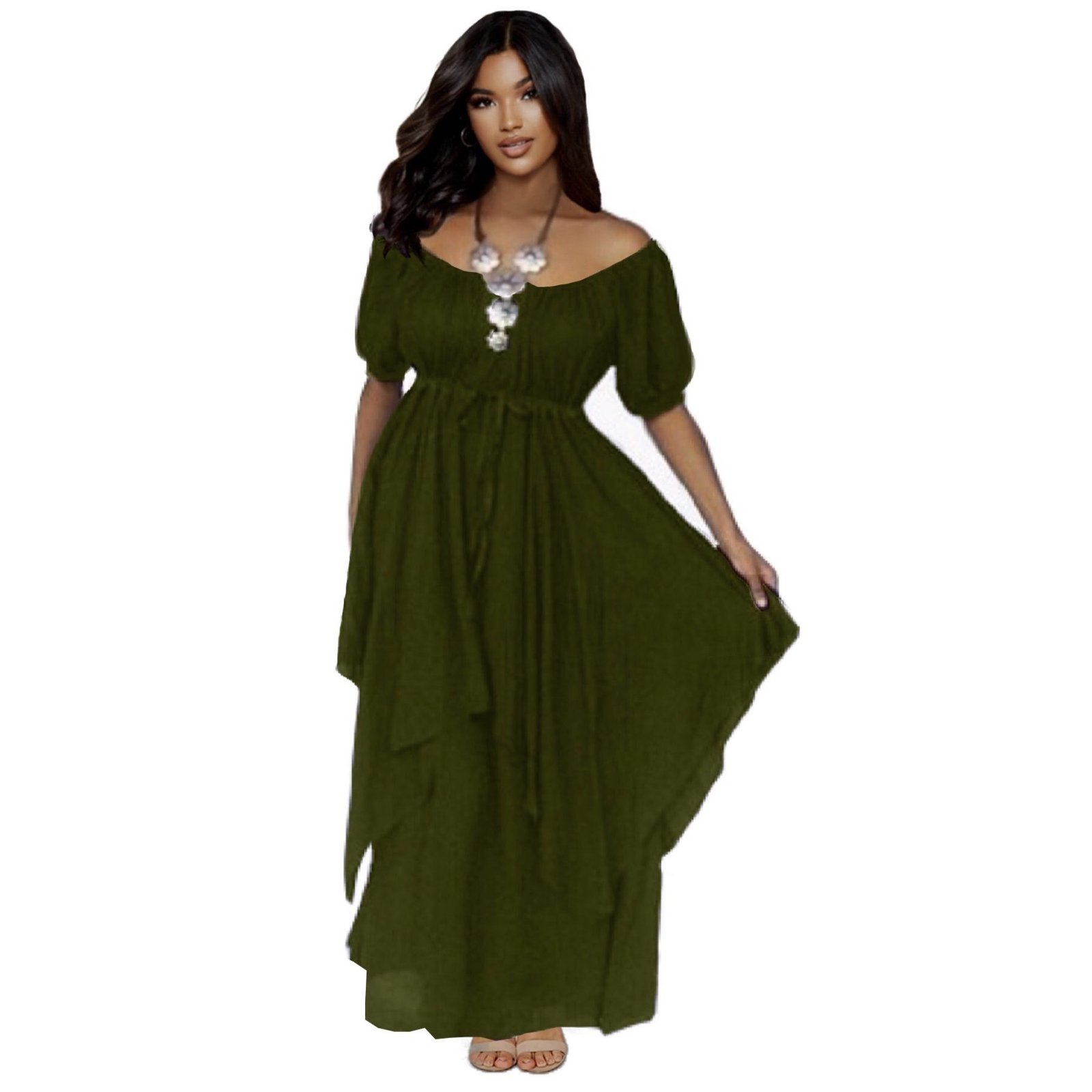 Maxi Peasant Dress, Renaissance Dress, Empire, Layered Rayon crinkle, Plus Size Made to Order