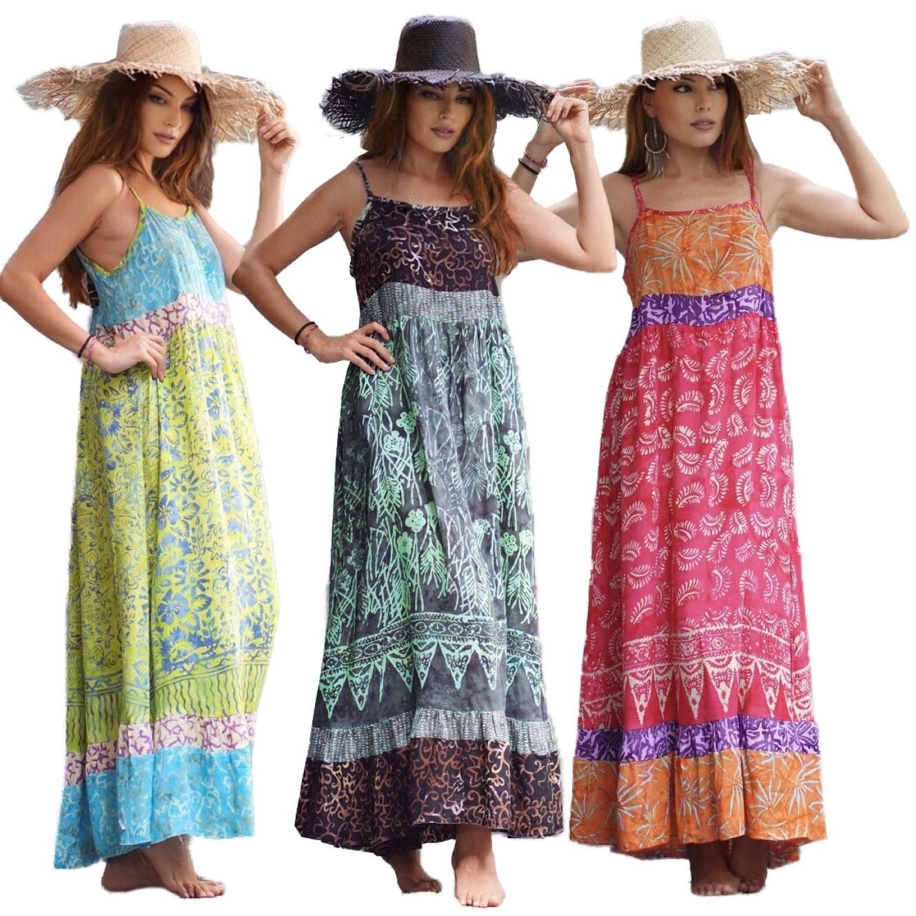Dramatic Gauzy Cotton Batik Maxi Dress