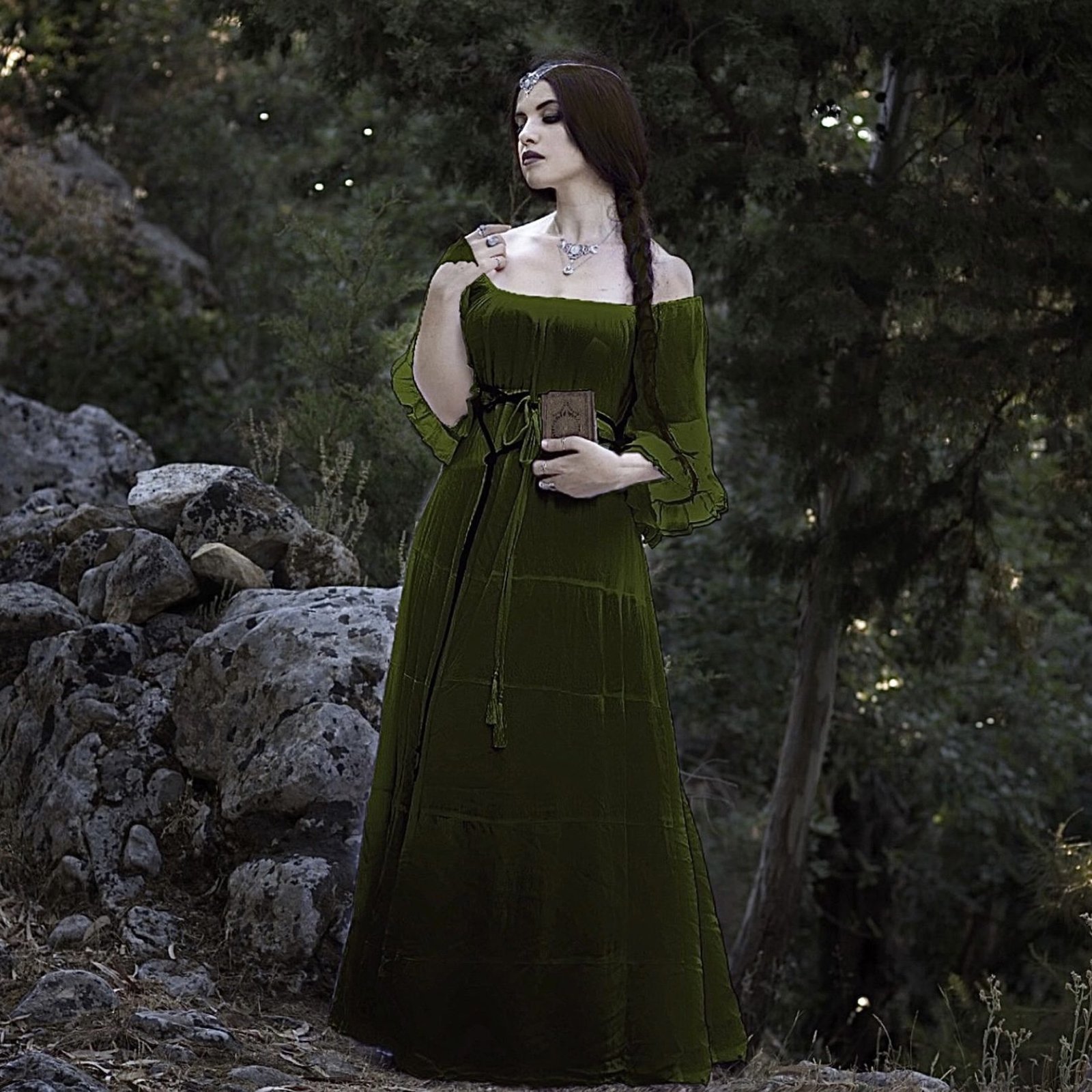 Boho Dress, Tiered Skirt A Line, Maxi Dress, Renaissance Dress, B1721 ...