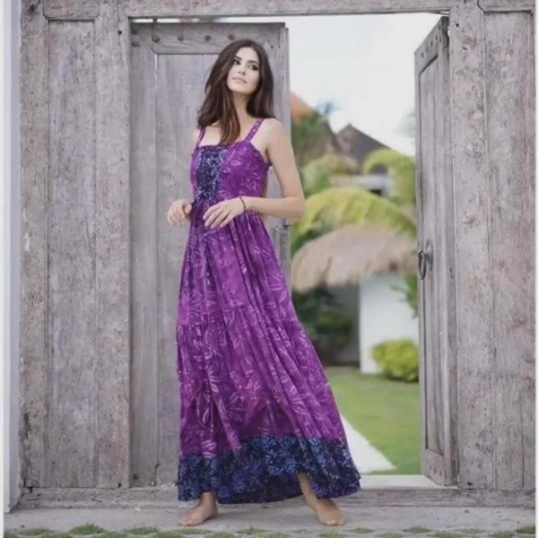 bali boho dresses Maxi Dress, Corset, Boho Dress, Lace-Up Bodice, Plus Sizes, Bali Batik, Made to Order B700 LotusTraders Purple Small