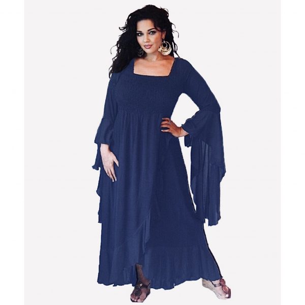Hooded Viking Dress Pirate Goddess Maxi Gown Lace-Up Celtic Wiccan Robe,  F4440 - LotusTraders