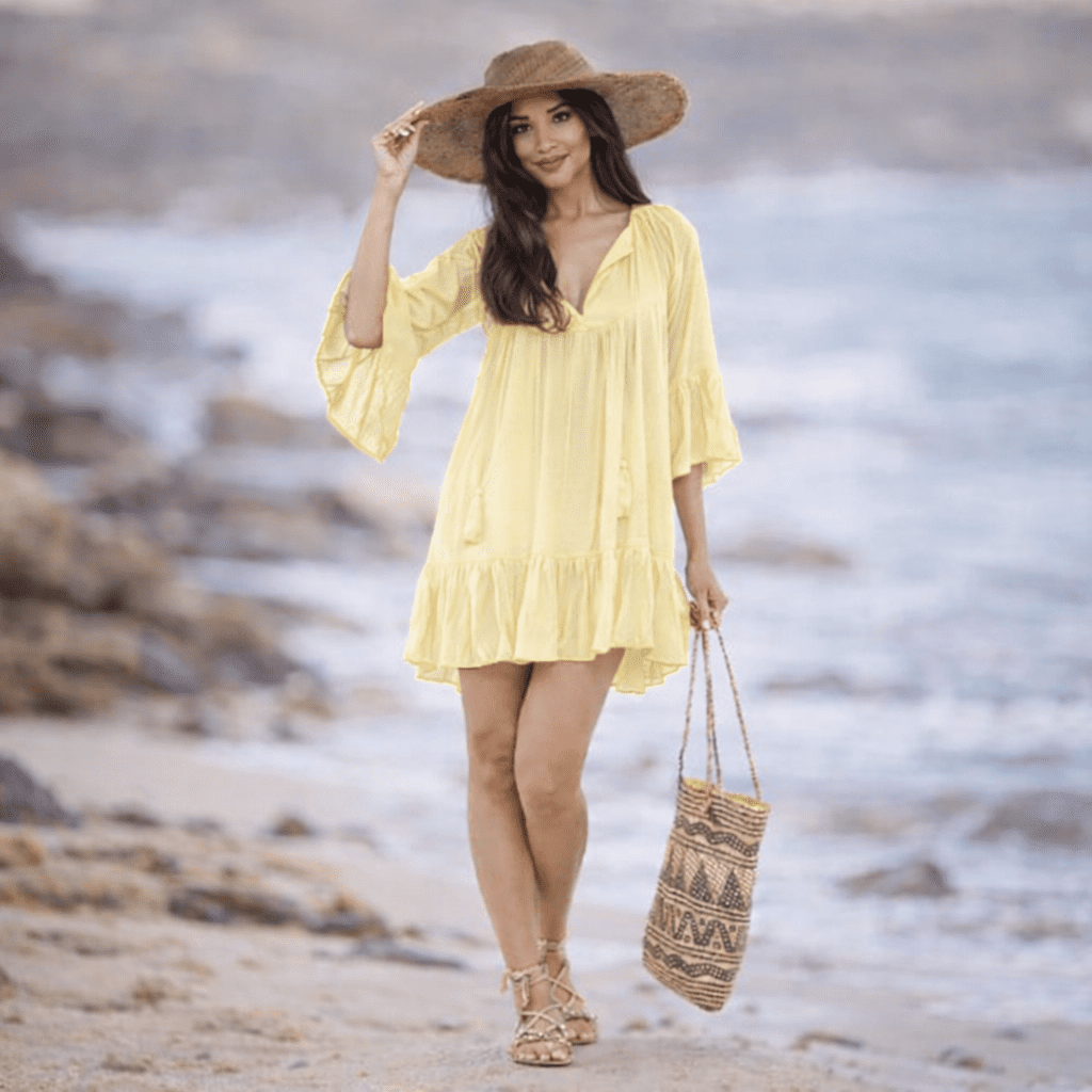 princess polly baby blue dress Margot 70s Boho Maxi Dress in Daffodil Yellow main image 1