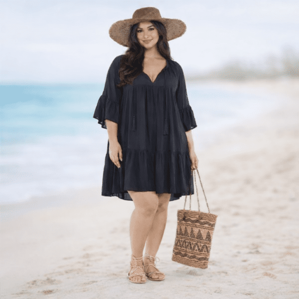 fashion nova walk on the beach maxi dress Ramy Brook Jewel Lurex Swirl Coverup Mini Dress in Black Zigzag main image 1