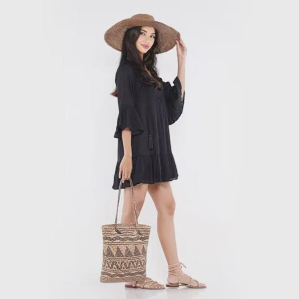 white cold shoulder beach dress Cold-Shoulder Turtleneck Full Dress With Stone Embellishment XS / White main image 1