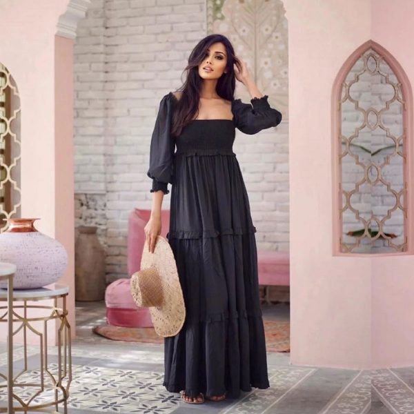 Lucky Brand Boho Smocked Waist Maxi Dress - Women's Clothing Dresses Maxi  Dress in Black Multi, Size M - Yahoo Shopping