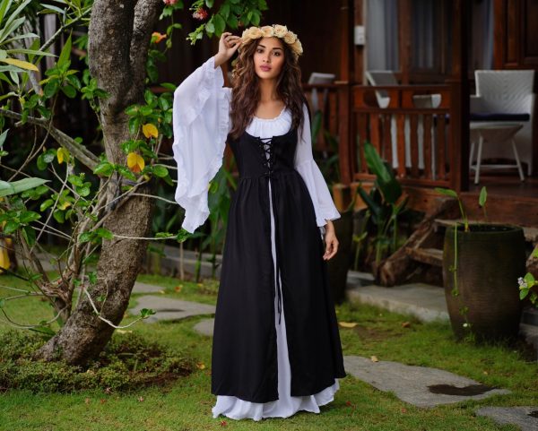Women's Medieval Renaissance Costumes Pirate Corset Dress Women Flare  Sleeve Traditional Irish Short Dress H
