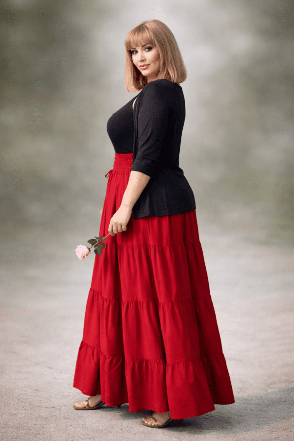 Maxi Skirt, Ren Faire, Tiered Skirt, Wide Elasticized Lace Up