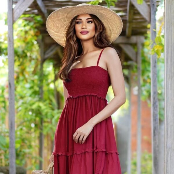 BOHO SMOCKED WAIST MAXI DRESS