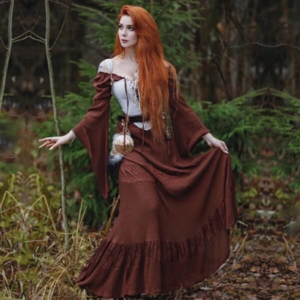 boho witch dress Cottagecore Dress, Maxi Dress, Costume, Renaissance, Cottagegoth, Bell Sleeves, Elasticized waist, Pagan Witch, C5120 Made to Order 5X White Color:Beige Bisque Faux Leather our tailors craft each 20OFF_FLOW2 Short Strapless Black And