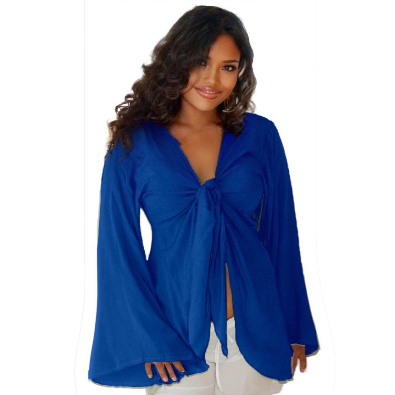 Boho Sexy Tie Front, Chiffon Blouse, Beach, Top Or Shrug Jacket, V