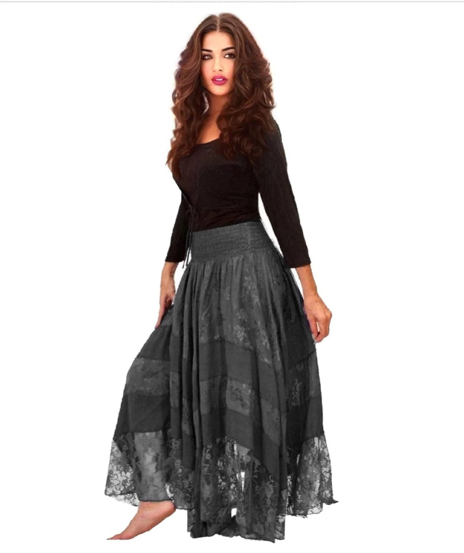 Black lace outlet gypsy skirt