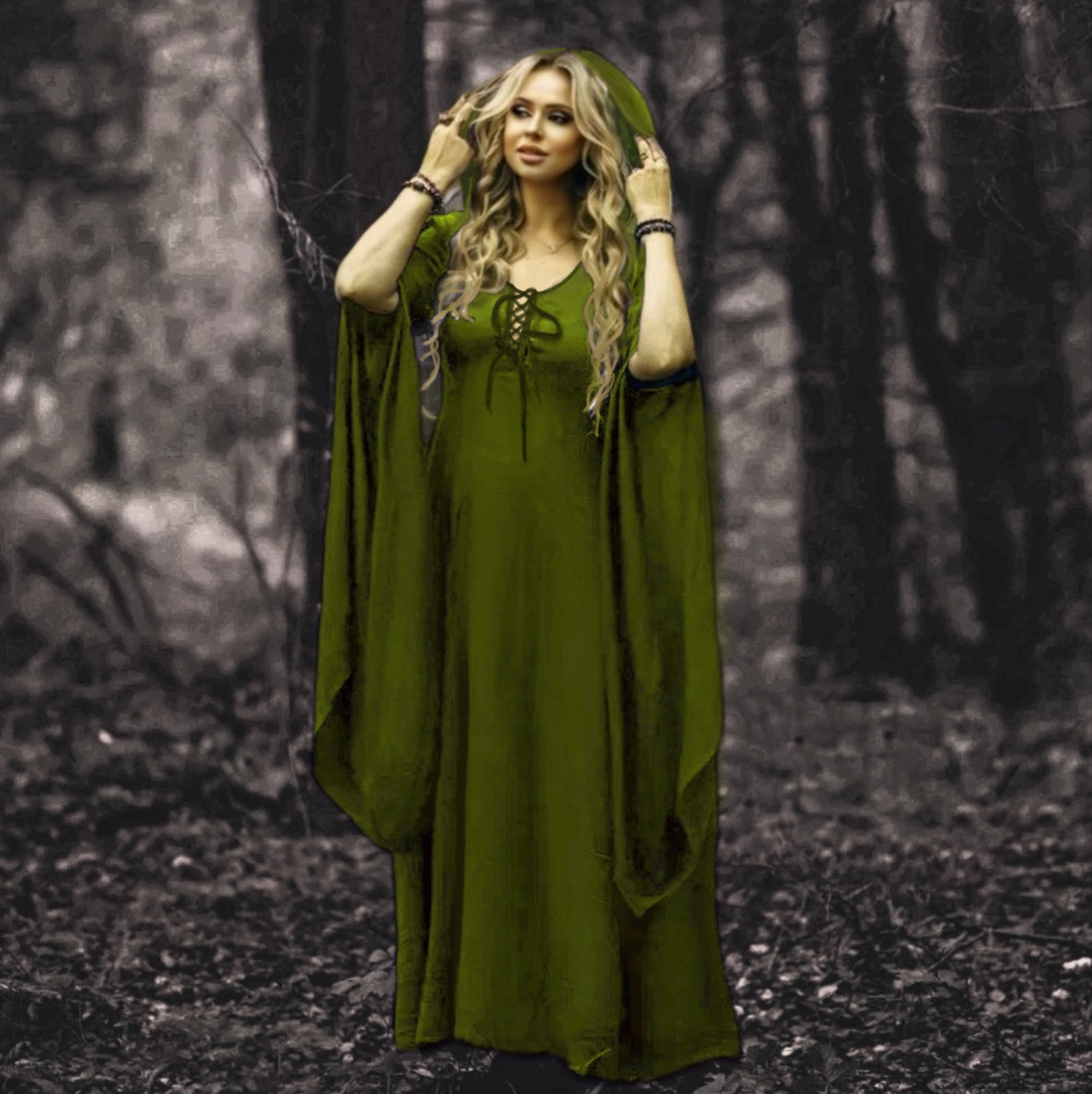 Forest Witch Hooded Dress