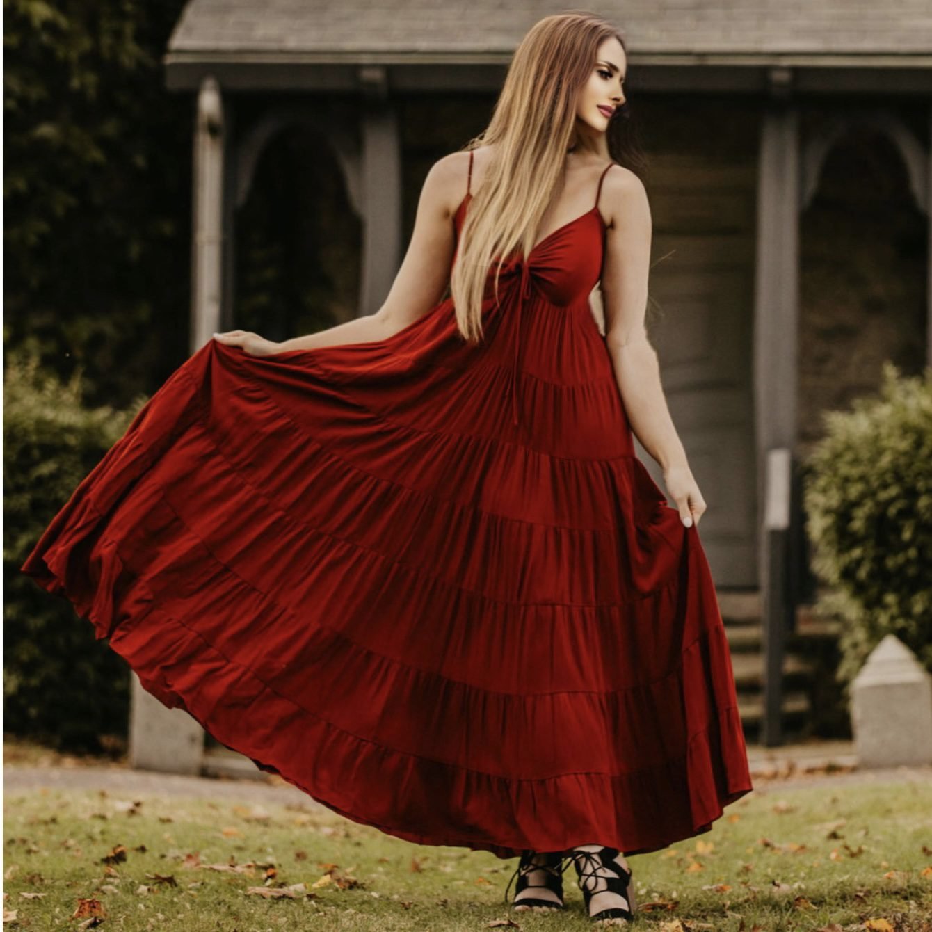 Sexy  Backless Bronzing Cottagecore Aesthetic Rhinestone Dresses