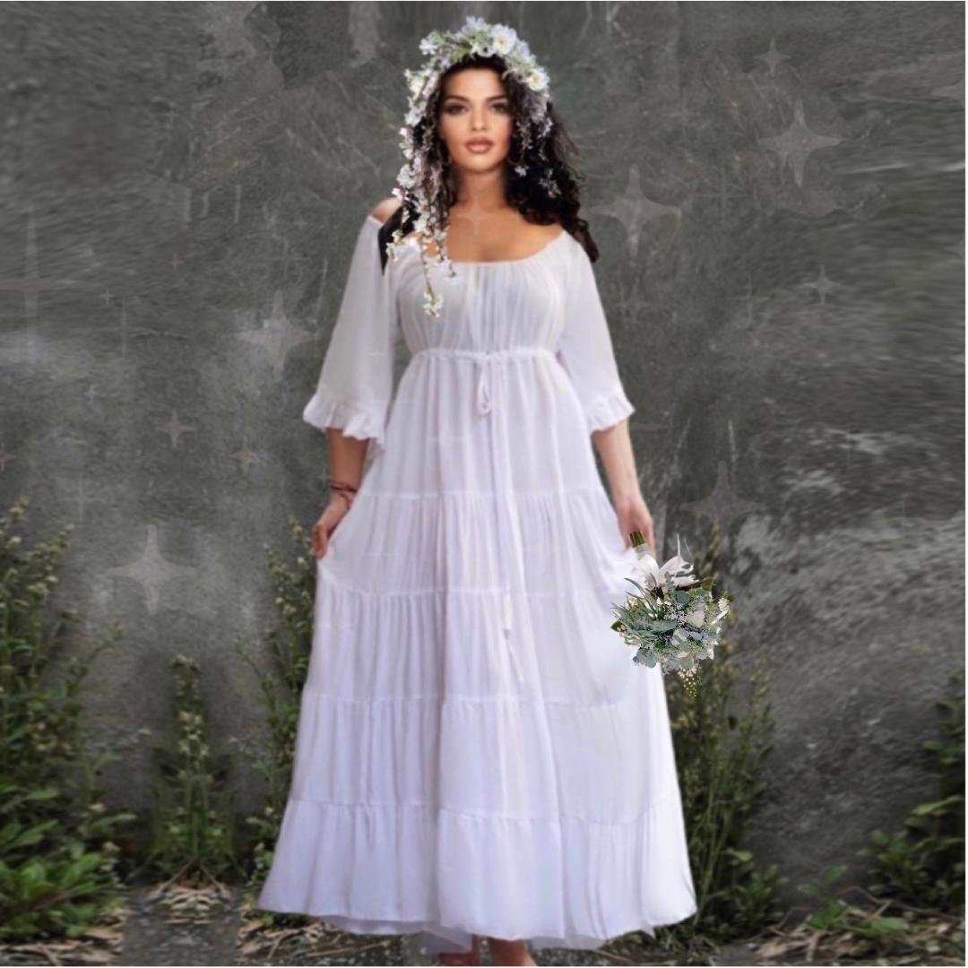 Boho Dress, Tiered Skirt A Line, Maxi Dress, Renaissance Dress, B1721 ...