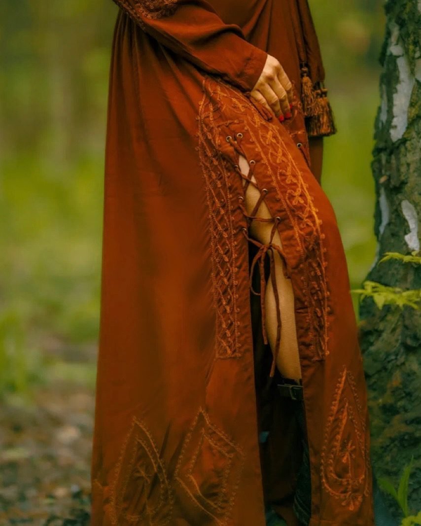 Romantic Dress, Renaissance Dress, Boho, Embroidery, Lace-up, Front ...