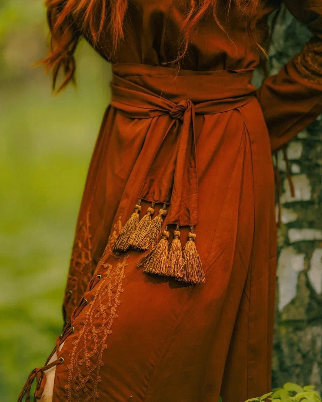 Renaissance Dress, Boho, Romantic Dress, Embroidery, Lace-up, Front ...