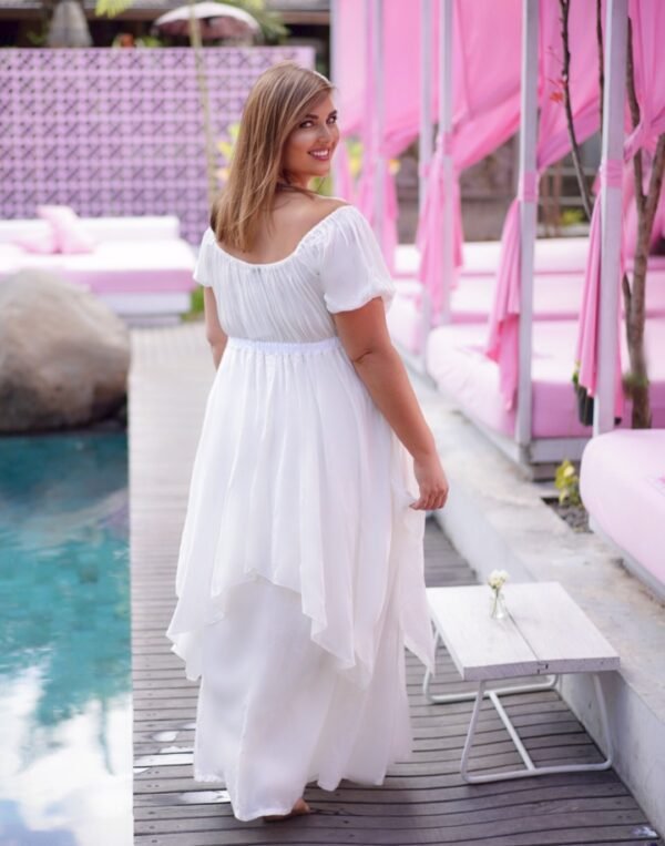 long sleeve white eyelet dress Francesca Dress in White Eyelet White / M