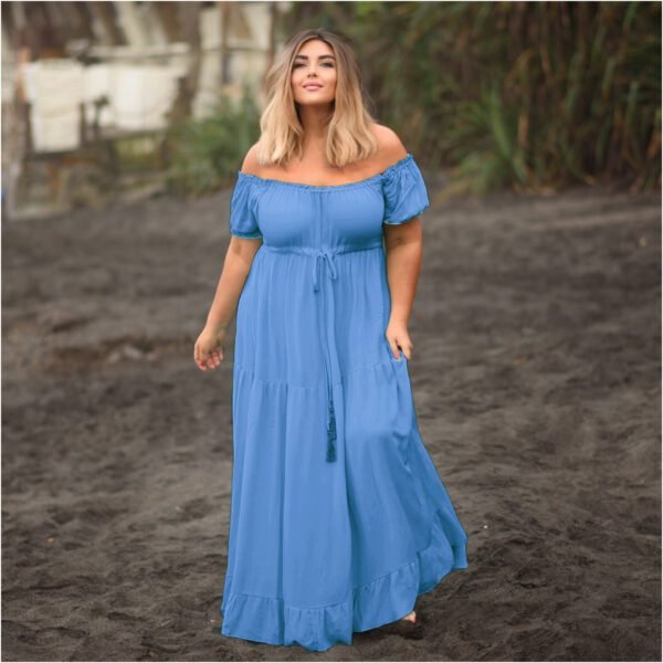 off shoulder empire waist dress Off-Shoulder Beads A-Line Empire-Waist High Slit Long Prom Dress with –  Modsele main image 1