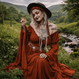 Bohemian Dress, Renaissance Maxi Dress, CottageGoth, Flowing Sleeve, A Line, All Size, D8286 LotusTraders Made to Order - Image 6