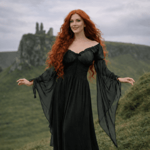 Bohemian Dress, Renaissance Maxi Dress, CottageGoth, Flowing Sleeve, A Line, All Size, D8286 LotusTraders Made to Order - Image 15