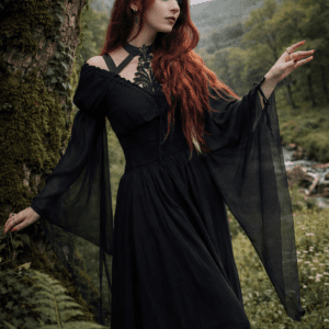 Bohemian Dress, Renaissance Maxi Dress, CottageGoth, Flowing Sleeve, A Line, All Size, D8286 LotusTraders Made to Order - Image 12